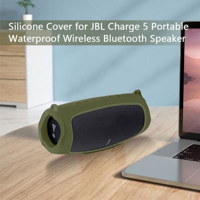 Silicone Case Cover for JBL Charge 5 Bluetooth Speaker, Travel Carrying Protective with Shoulder Strap for JBL Charge 5 Speaker
