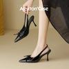 Augustine French Bag Head Sandals Women's 2025 New Summer Pointed Stiletto High Heels Black Temperament Single Shoes