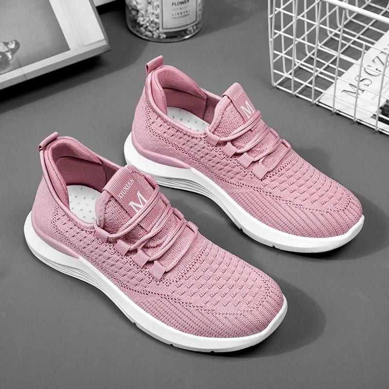 Summer Casual Women's Breathable Mesh Sports Shoes Outdoor Anti Slip Walking Lightweight Design 2025 Women's Pink Tennis Shoes