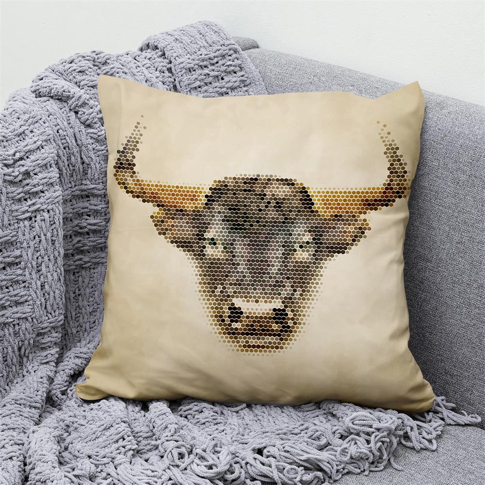 Juste De Coussin En Velours Animal Floral, Taie D'oreiller Décorative, Oreiller Pour La Maison, Canapé, Chambre, Voiture, Loup, Vache