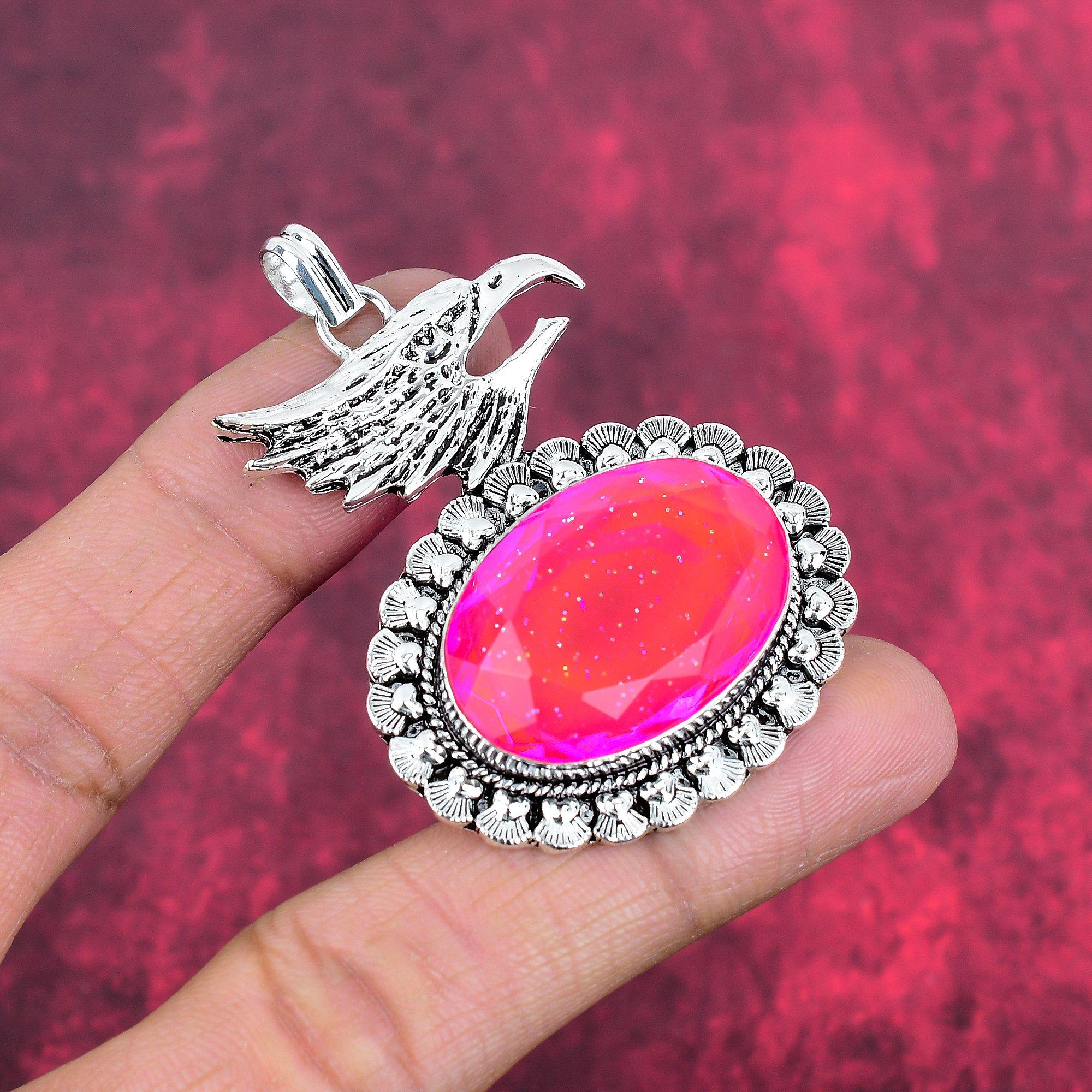 

Подвеска из розового австралийского опала из стерлингового серебра 925 пробы, подвеска из драгоценного камня ручной работы, подарок жене, абсолютно новый кулон 2.36 Inches розовый