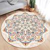 Retro Ethnic Style Round Carpet Mandala Pattern Print Floor Mat Home Decor Anti-slip Rug for Living Room Bedroom Teapot Etc