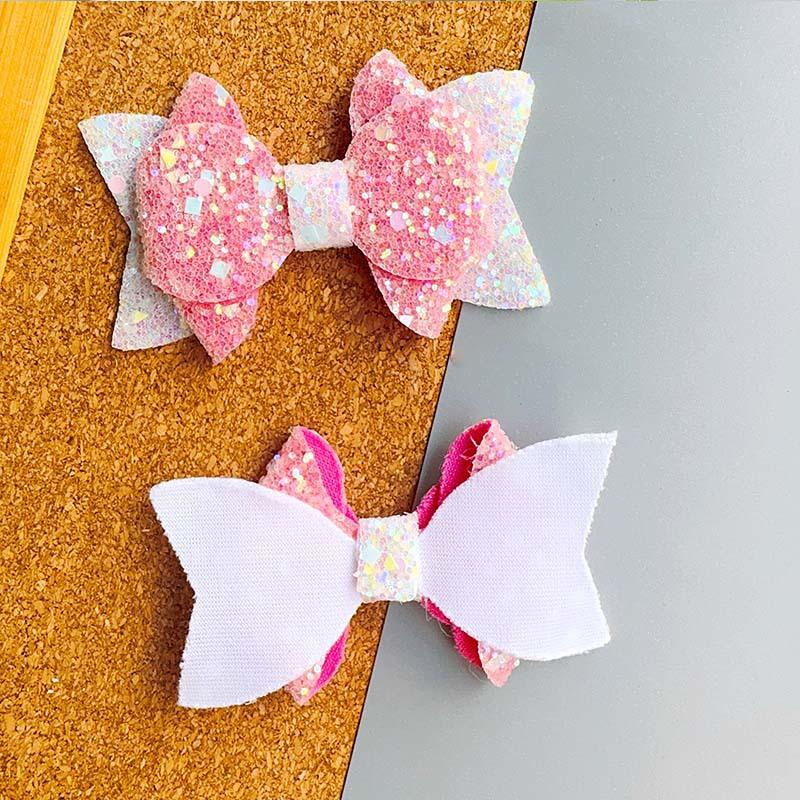 

1Pcs Two Tone Sequin Bow Headwear Children Hair Accessories Sweet Pink Bow Children Hair Accessories