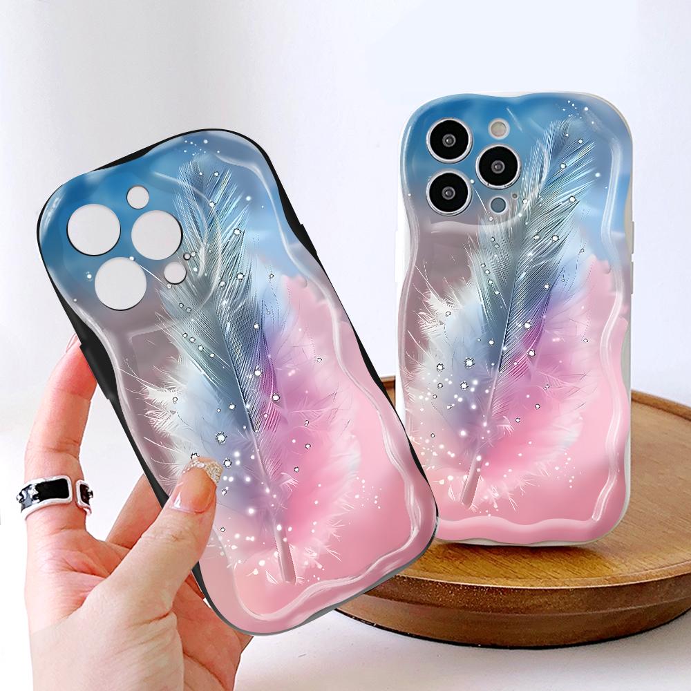 Kreslený vzor krémová textura pouzdro vlnitý okraj měkký silikonový kryt pouzdro na telefon pro iPhone Samsung Huawei Honor Xiaomi Redmi Infinix Tecno