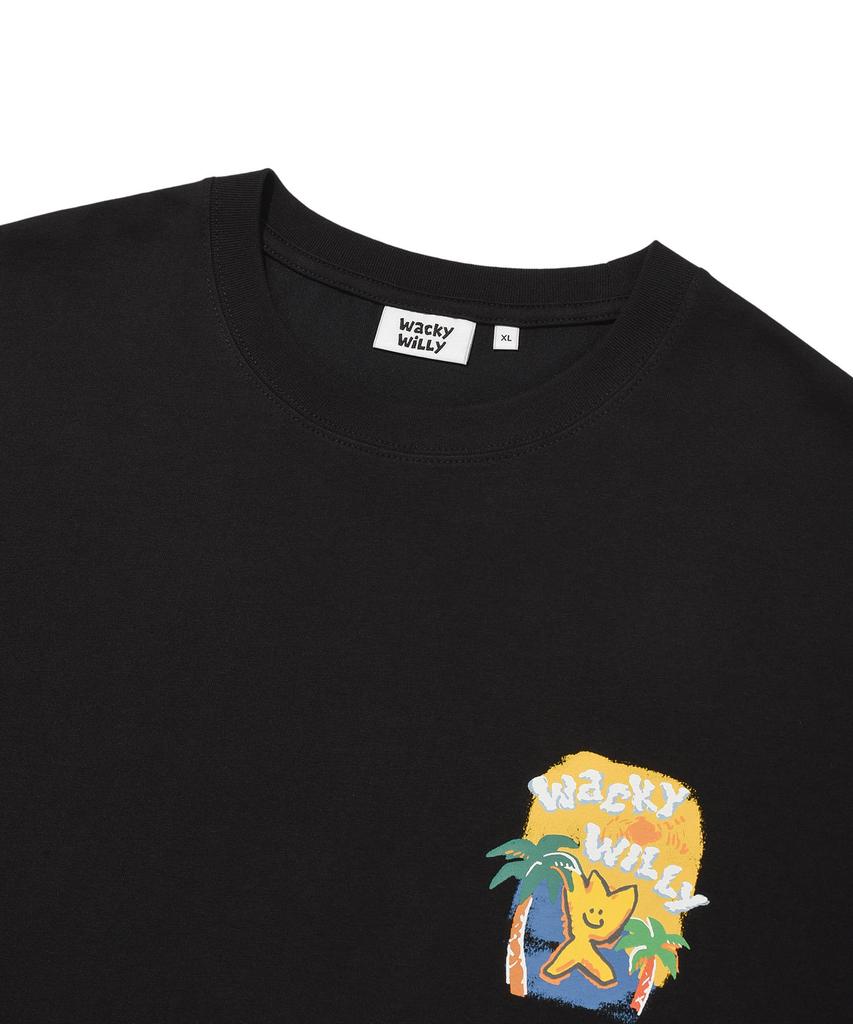 WACKY WILLY Kiki Ocean Graphic Short Sleeve T-Shirt Black