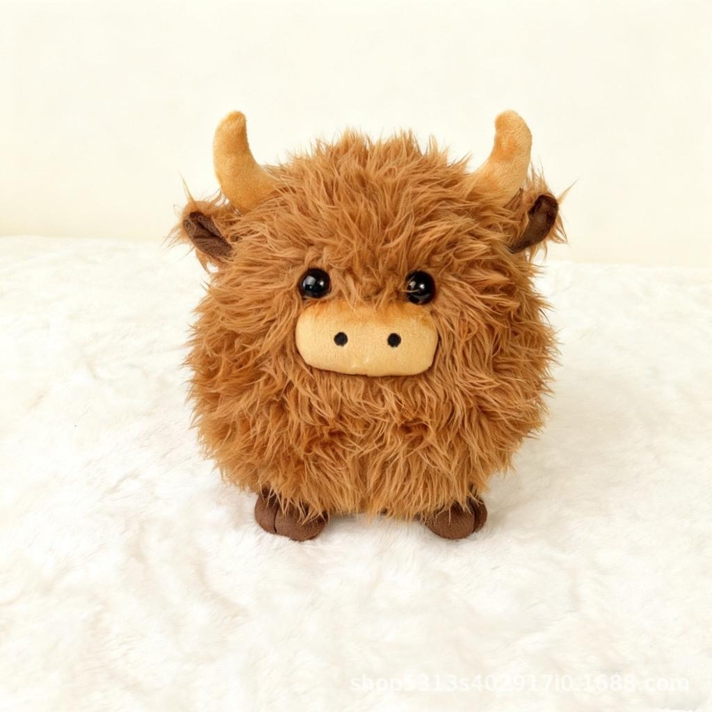 Highland Cow Plush - Realistic Scottish Highland Cattle Stuffed Animal Toy