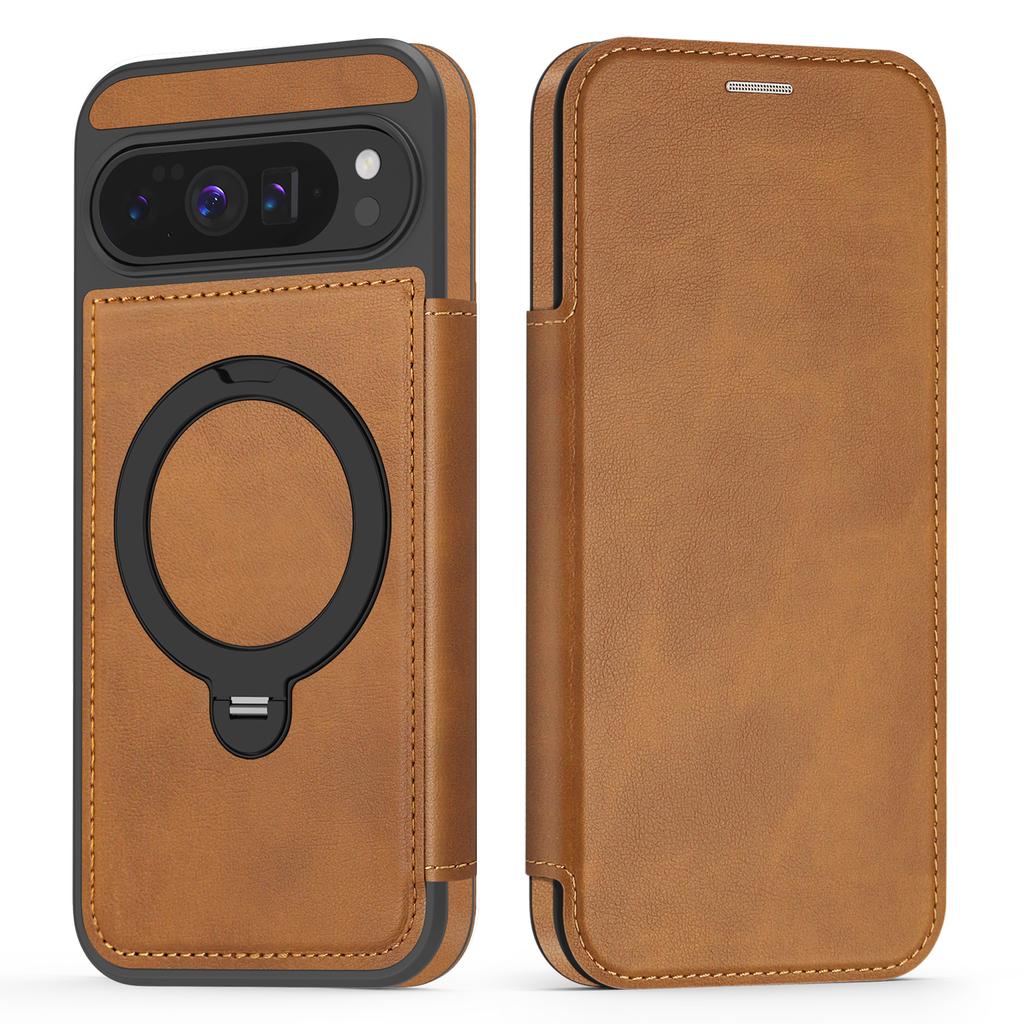 360 Rotating Ring Holder Magnetic Leather Wallet Phone Case For Google Pixel 10 Pro XL 9A 9 8 8A  Shockproof For Magsafe Cover