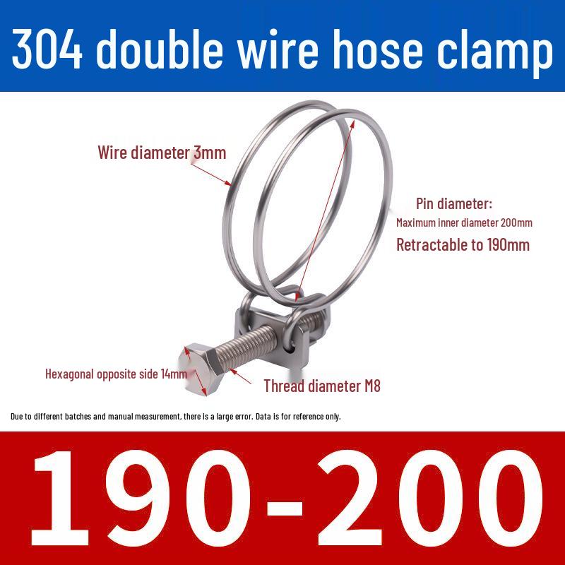 Doppeldraht-Schlauchschelle aus Edelstahl für Feuer-, Wasser-, Gasleitungen - Verdickt