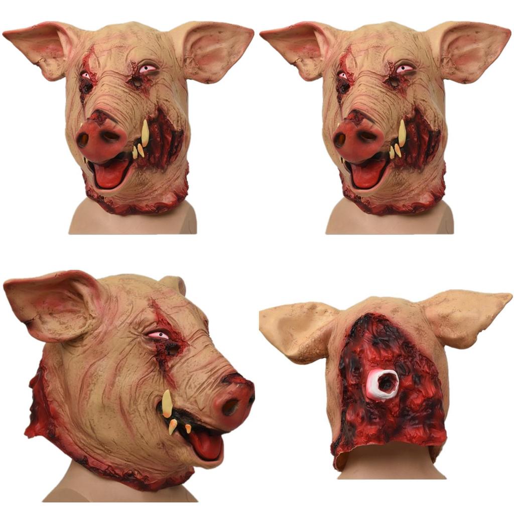 Funny Wild Boar Head Mask For Halloween Party Unique Latex Animal Costume Accessory