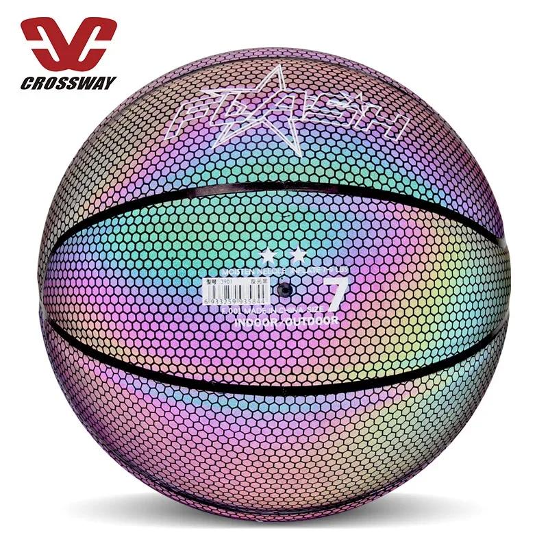 PU Reflective Glow Ball Indoor and Outdoor Basketball Training Equipment Size Seven Basketball Sports Ball Competitive Matches