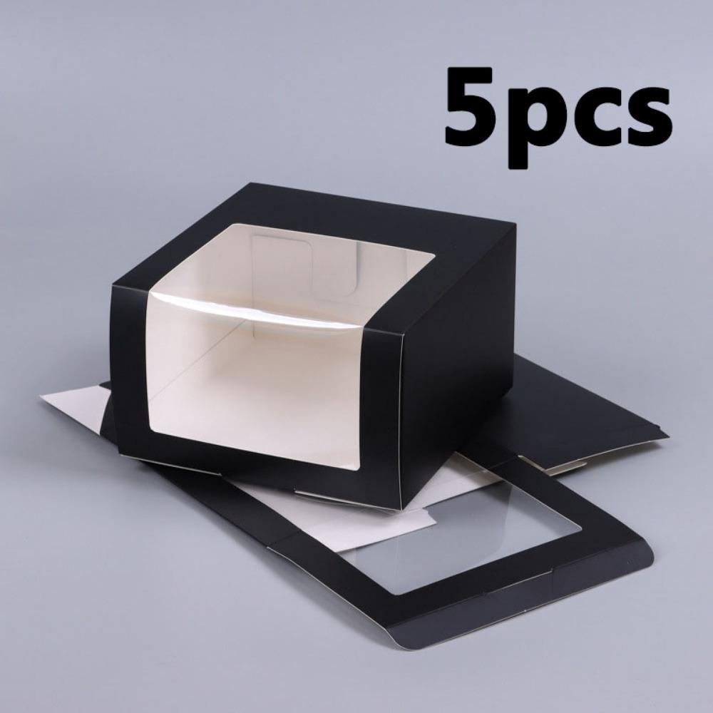 

5 шт. подарочных коробок с прозрачным окном, коробки для печенья, подарочные коробки для бейсболок, бумажный органайзер для шляп, чехол для шляпы, упаковка для выпечки и конфет 5pcs black