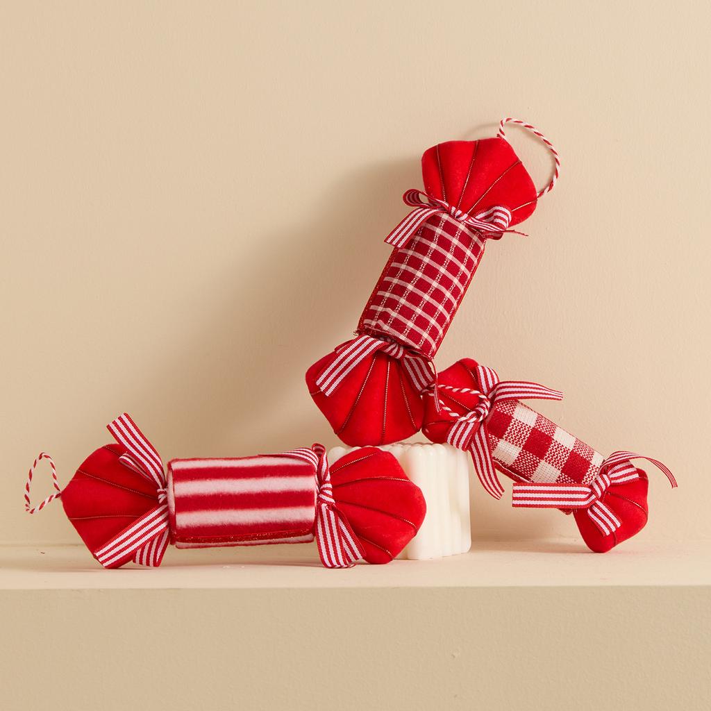 Christmas Decoration Red And White Candy Cane Grid Hot Air Balloon Xmas Tree Hanging Pendant Christmas New Year Party Ornament