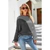 2021 Autumn and Winter European and American Bat Sleeves New Color Matching Round Neck Sweater Pullover Ladies Sweater Women