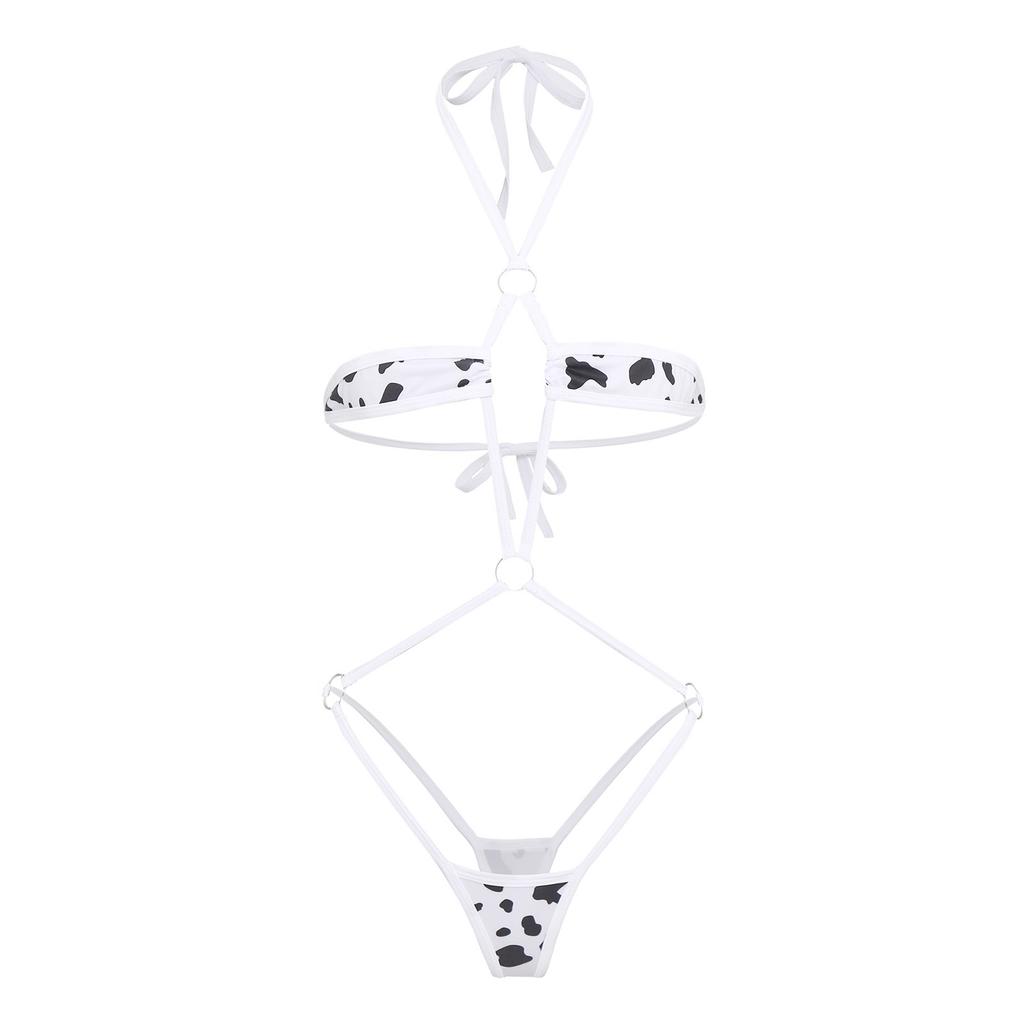 Damen Mikro-Bikini Neckholder Body T-Rücken Monokini Badebekleidung Nachtwäsche