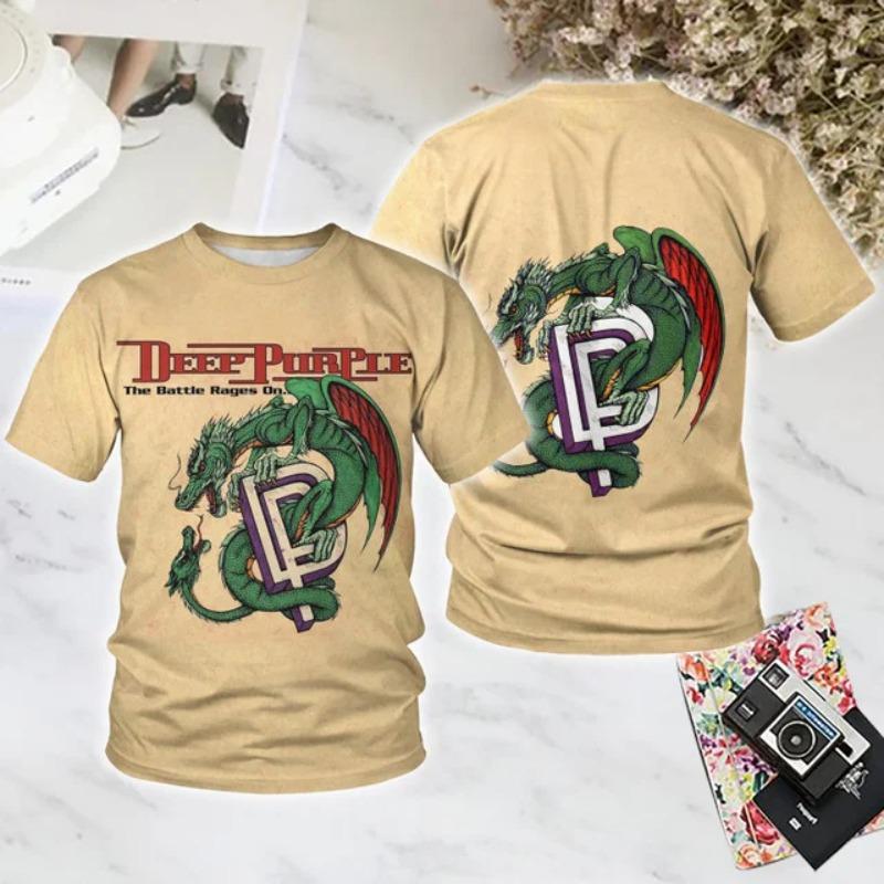 Camiseta de Rock Banda Deep Purple Camiseta con Estampado 3D Hombres Mujeres Moda Casual Camiseta de Manga Corta Camisetas para Niños Ropa de Verano para Hombres