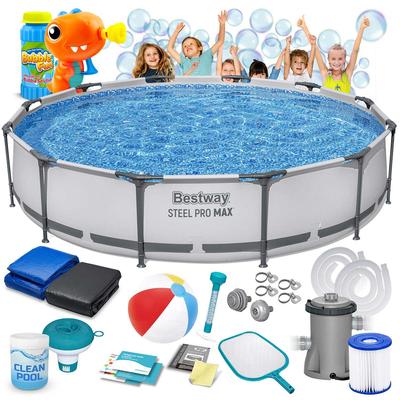 Fémvázas Kerti Medence 366 X 76 Cm 16-in-1 Bestway 56416 + Buborékfújó Gép Ajándékba