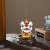 Resin Chinese Lion Incense Holder for Sticks Creative Incense Burne with Wooden Base for Yoga Meditation Home Decor