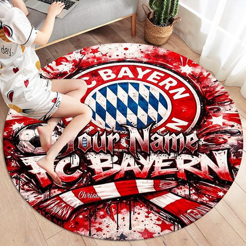 Bayern Munich Fan Gear Custom Name Round Area Rug Carpet Rug For Living Room Bedroom Sofa Playroom Decor Nonslip Floor Mat