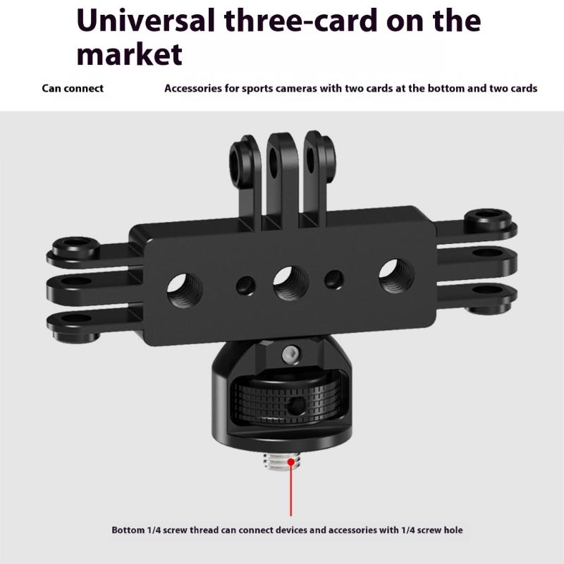 Volledig Roterende Stalen Verlengarm Drie Camera Grip Live Beugels 1/4 Gat Voor Buiten Sport Opnames Fotografie