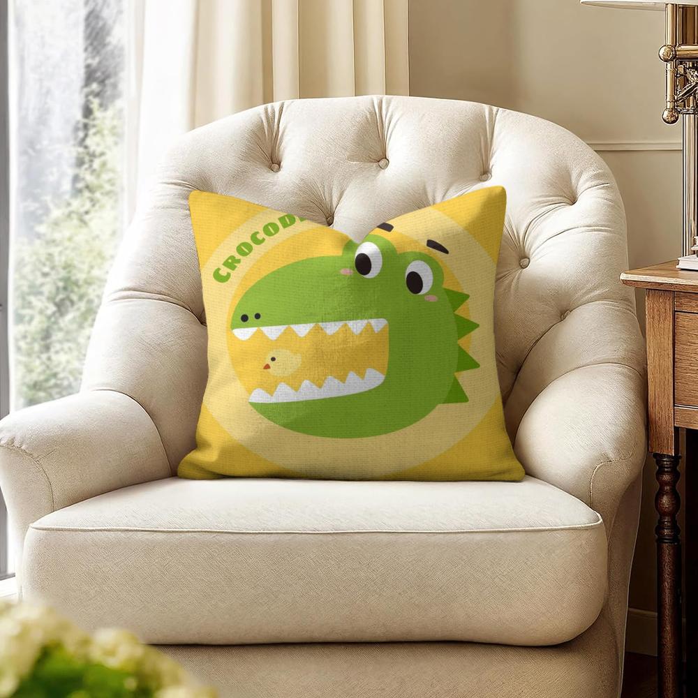 INS Cute Animals Cushion Cover Natural Linen Organic Fabric DoubleSided Printing Couch Pillow Covers Home Decor