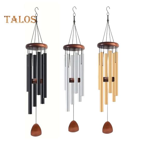 Retro-Windspiel mit 6 Aluminiumröhren und S-förmigem Haken, natürliche, beruhigende Melodie, Vintage-Windspiel für Garten, Terrasse, Außenbereich, zum Aufhängen, Windglocken-Dekoration