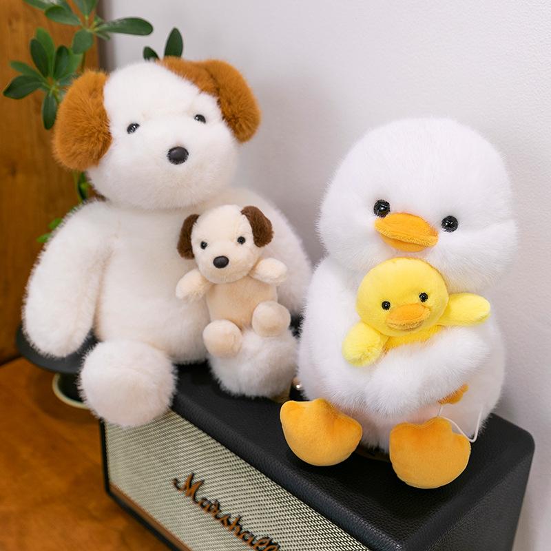 Cute Mother and Son Series Plush Toy Duck, Fox, Puppy, Rabbit Doll Grab Machine, Doll Home Decoration