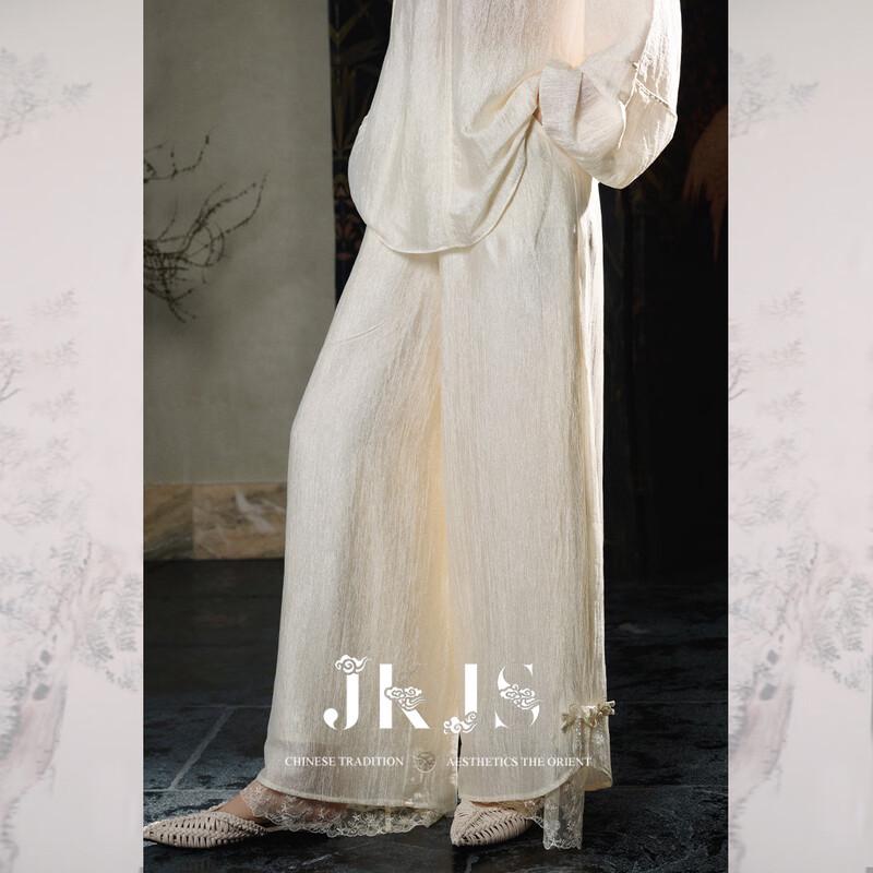 JK&JS Acetate Drapey Straight Wide-Leg Casual Pants