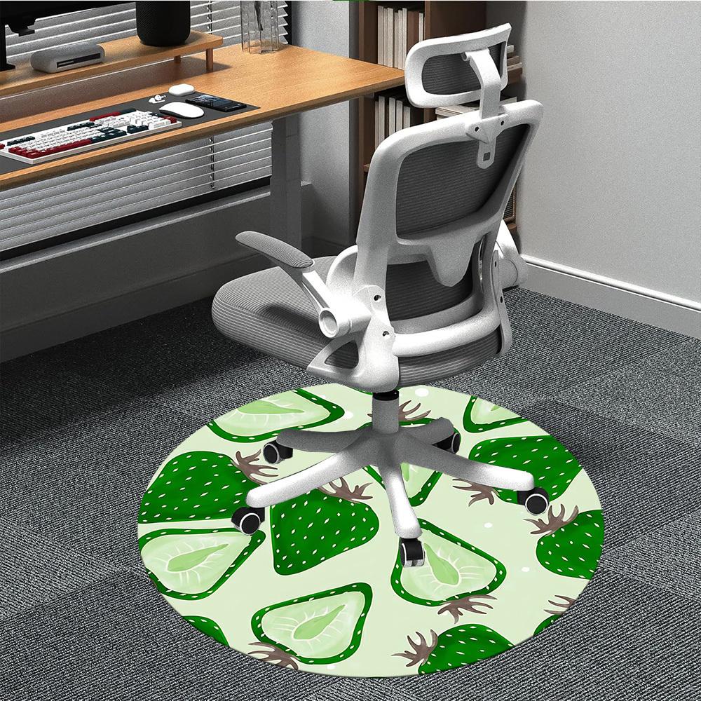 1pc Cactus Pattern Office Round Area Rug, Indoor Mat Suitable For Office, Under Office Chairs Bedroom Living Room Home Decor, Room Deco