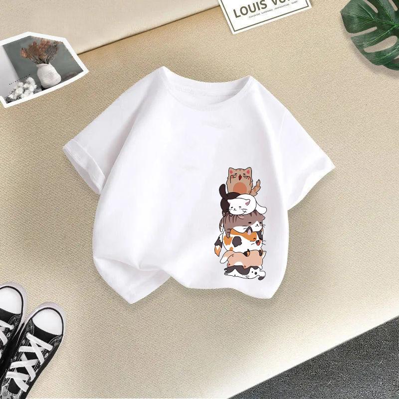 Dětské tričko s krátkým rukávem z čisté bavlny s roztomilými zvířecími potisky pro letní módu