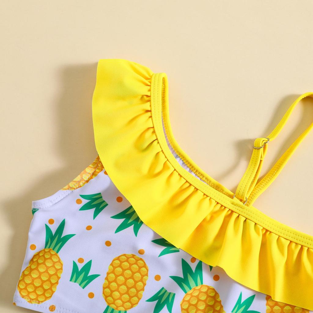 Exclusive Pineapple Print Baby Girl Strappy Swimsuit Set