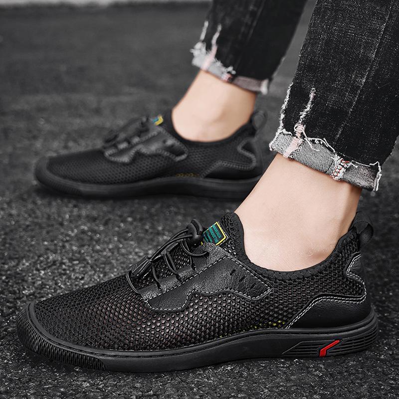 

2025 Новая мужская обувь Высококачественная летняя повседневная сетчатая обувь Уличные сандалии Дышащая сетка Спортивная пляжная обувь Удобный люксовый бренд 38 чёрный