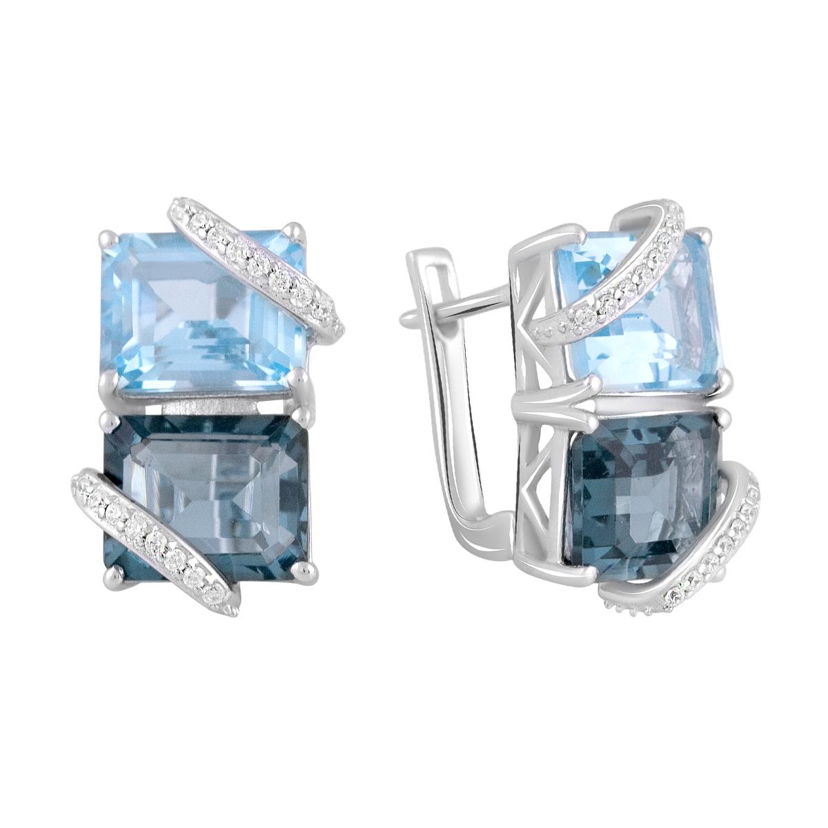 

Срібні сережки з натуральним топазом. (2113607) синій