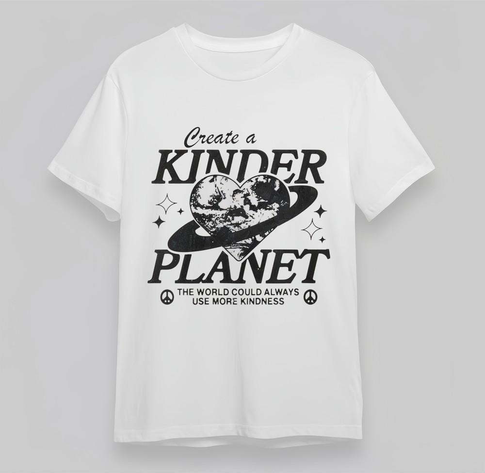

Women s T-shirt With Create Kinder Planet Graphic White Cotton Plus Size Tops XL