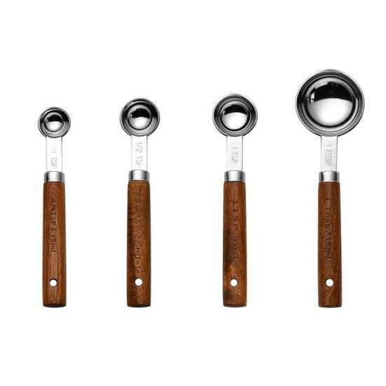 4Pcs Gold-Plated Stainless Steel Cups Set Precision Measuring Spoons & Baking Tools B