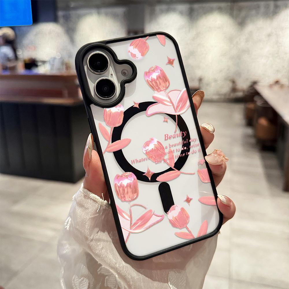 

Full Screen Of Red Flowers Magnetic Phone Case For IPhone 17 Air 16 15 14 Plus 13 12 11 Pro Max MagSafe Cover Case Funda Bumber iphone 12 Pro