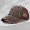Washed mesh cap soft top light plate holes summer breathable sun protection new casual hollow mesh cap embroidery