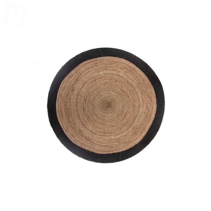 Tapis en jute bord noir noir D120cm - Atmosphera createur d'interieur