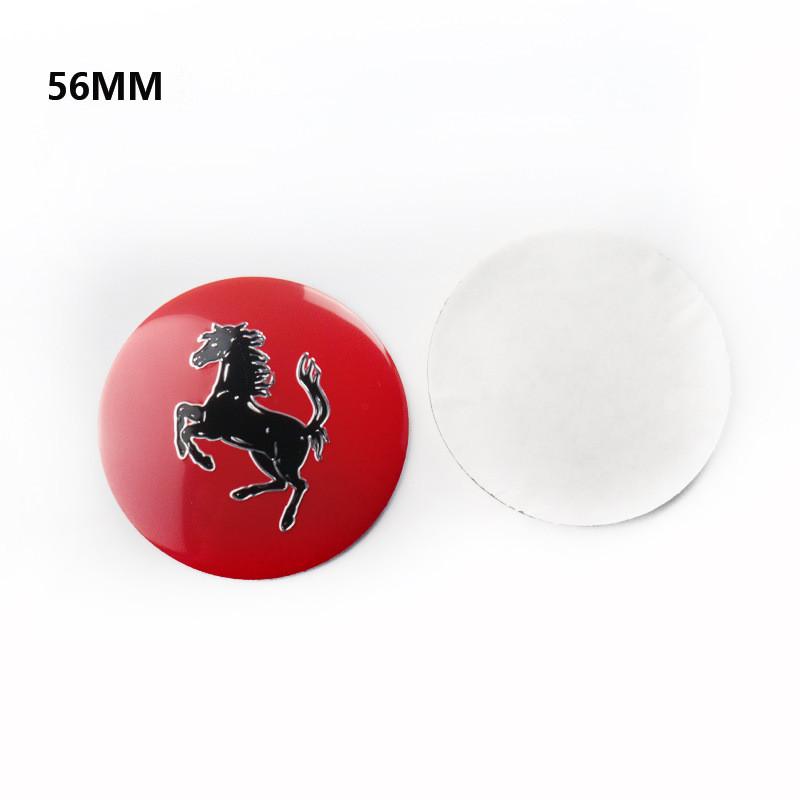 4pcs 56mm Yellow Horse Car Center Hub Emblem Stickers Car Wheel Cap Steering Wheel Sticker Decal Badge