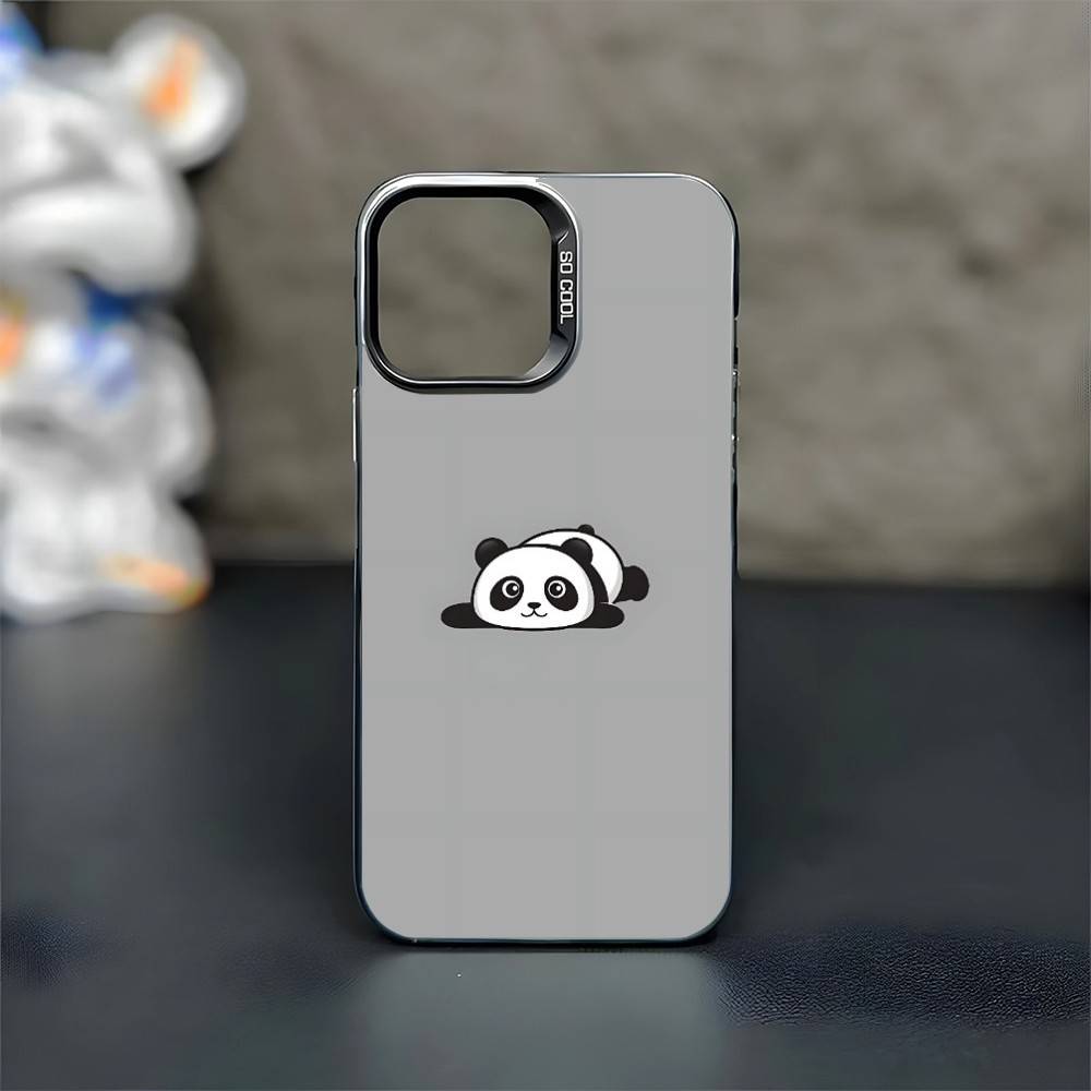 Panda Illustration Phone Case For iPhone17,16,15,14,13,12,11 Plus,Pro Max Black Matte Shockproof Cover