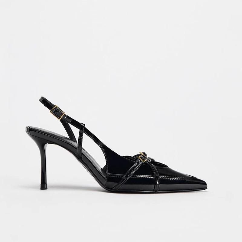 Sling Women Shoes Street Style Sexy Buckle Strap Women Sandals Pumps Elegant Pointed Toe High Heels Banquet Party Slingback Shoe