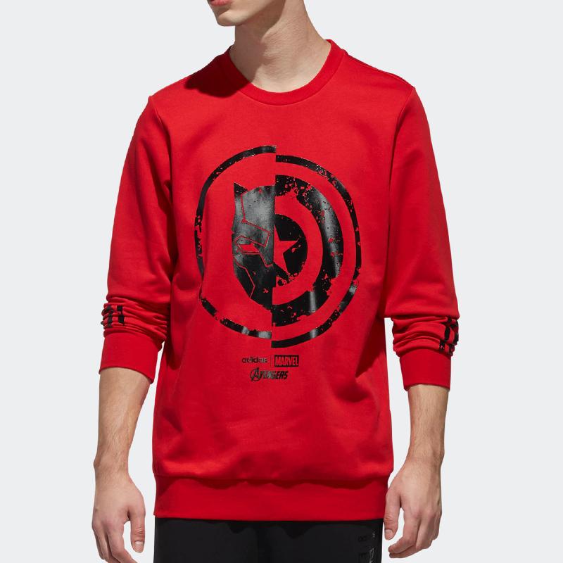 Adidas Neo Logo Print Casual Sports Pullover Sweatshirt Men Tops Red EA0320