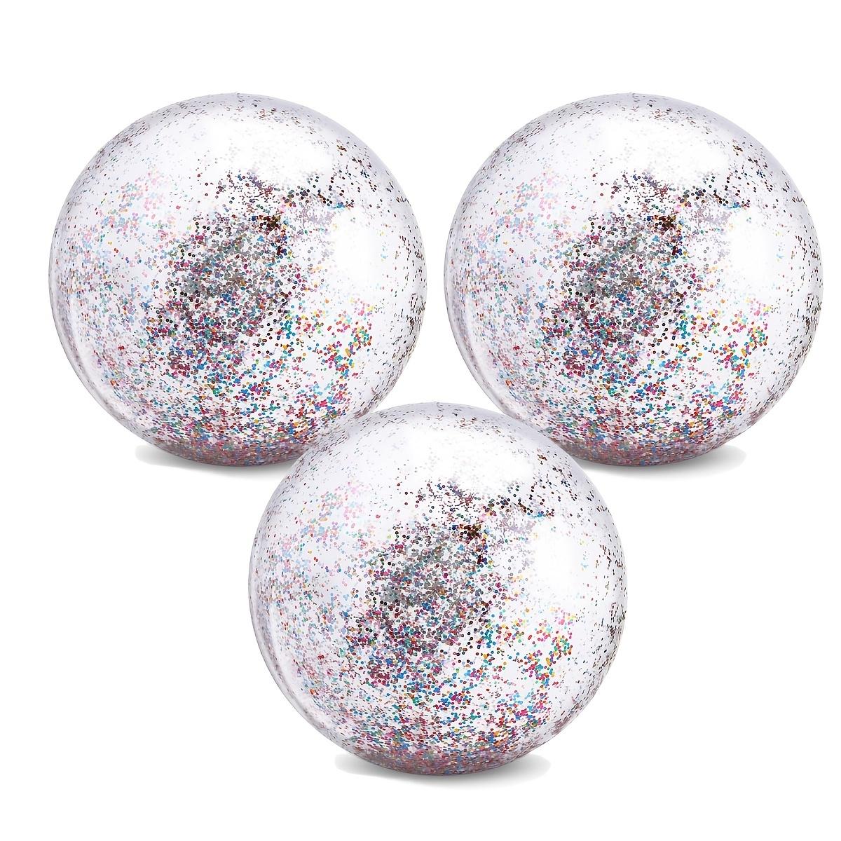 

3pcs Glitter Inflatable Beach Ball, 40cm/16inch Transparent Ball, Suitable For Summer Seaside, Pool Party Decorations, Summer