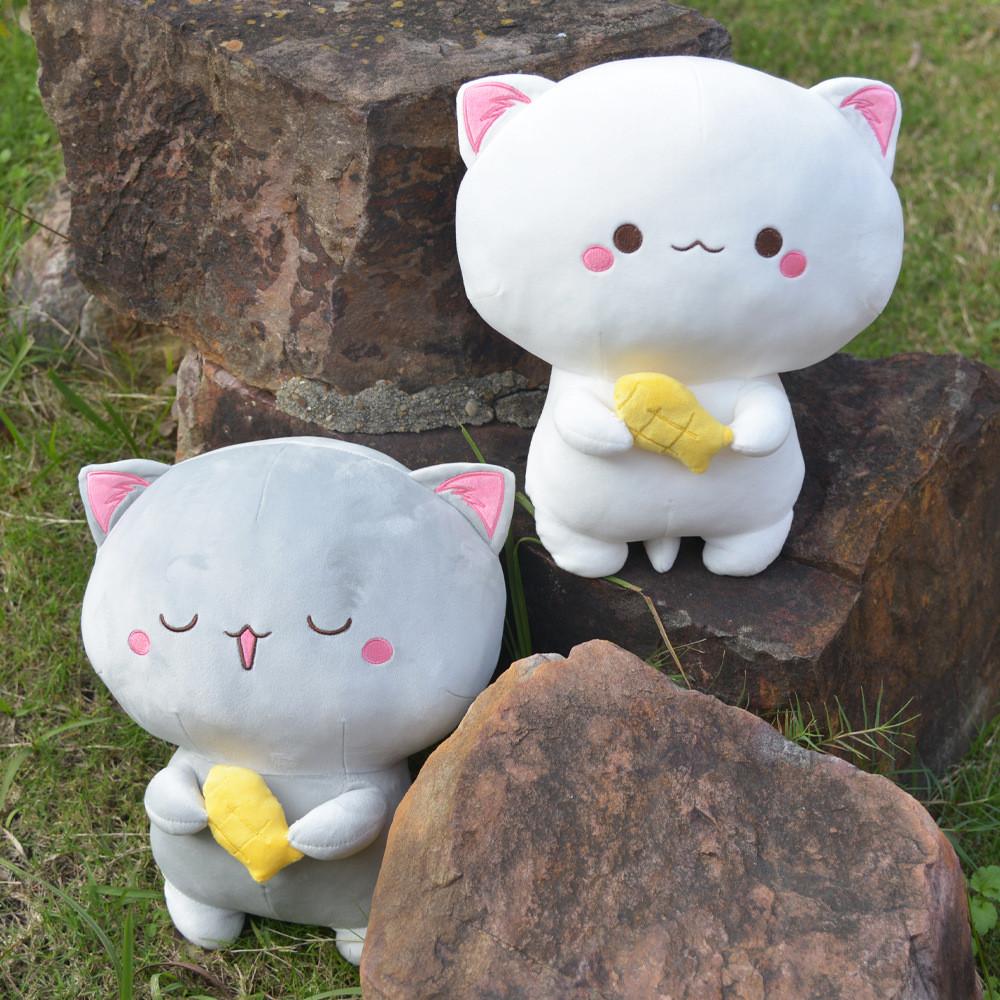 Cat With Peach Fish Plush Toy Cartoon Stuffed Doll Room Decoration Kids Gift