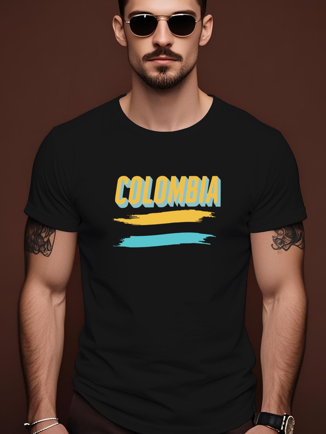 Colombia Graphic Casual Tshirt - Summer Short Sleeve Roun... L