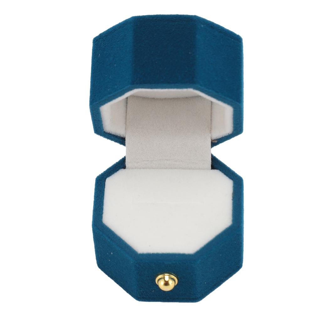 Ring Box Octagon Exquisite Romantic Small Flannel Ring Gift Case for Proposal Engagement Wedding