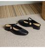 Genuine Leather Women's Chunky Heel Pointed Toe Slippers - Versatile French Style for Spring/Summer