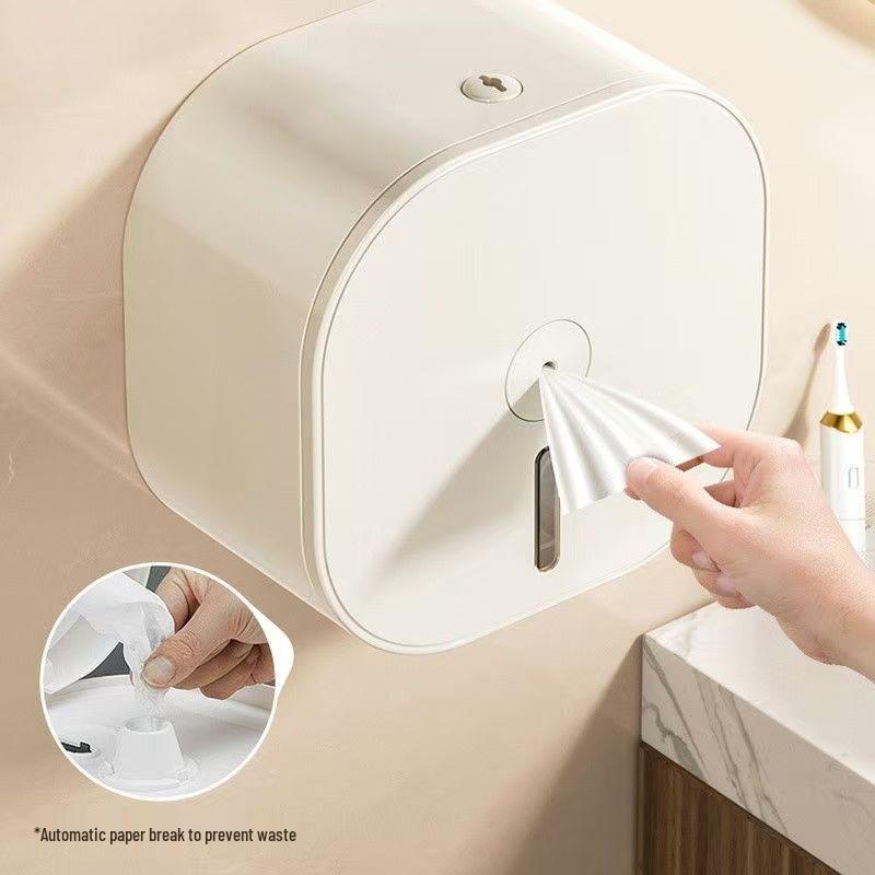 

FEEGOO Wall-Mounted Center-Pull Toilet Paper Dispenser, Milky White