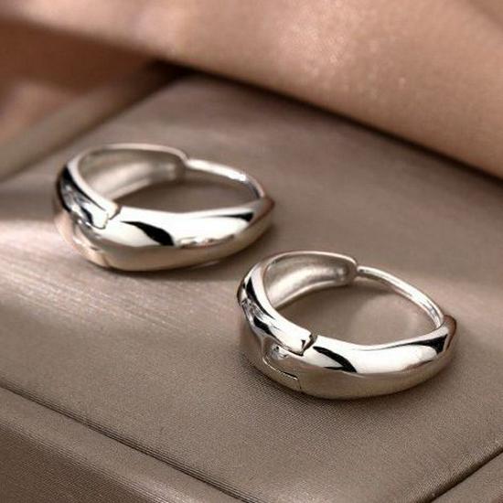 Glossy Round Metal Stud Earrings & Ear Cuffs for Women - European & American Fashion
