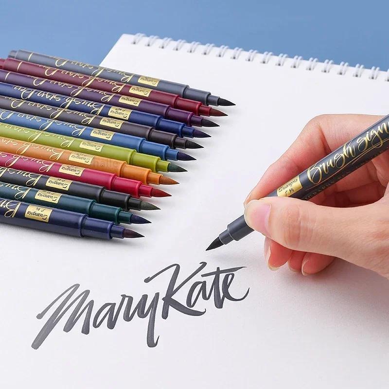 12 Colors Hand Lettering Pens Calligraphy Pens Brush Markers CollectionPaint Marker for Beginners Writing Art Drawings Journaling