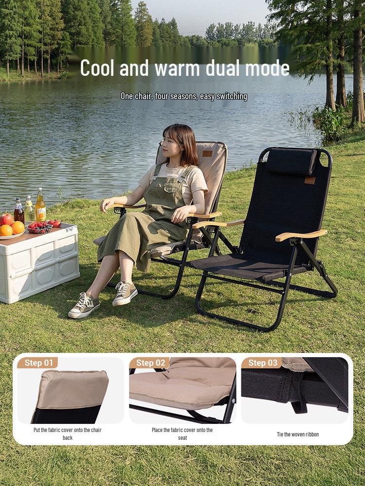KingCamp Kangaroo Outdoor Folding Recliner: Portable High-Back Chair for Camping & Relaxation - Dual-Use Sitting & Lying, Four Seasons Comfort.